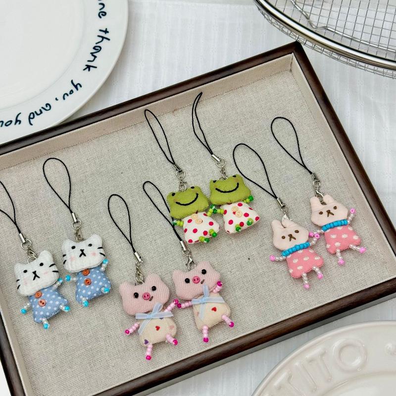 かわいい動物キーホルダー - カエル、ブタ、猫のペンダント、 - Women'S Young Bags のレビューと価格